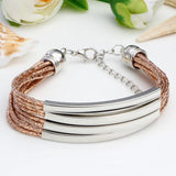 Leather and Metal 4 Layer Bracelet