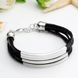 Leather and Metal 4 Layer Bracelet