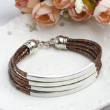 Leather and Metal 4 Layer Bracelet