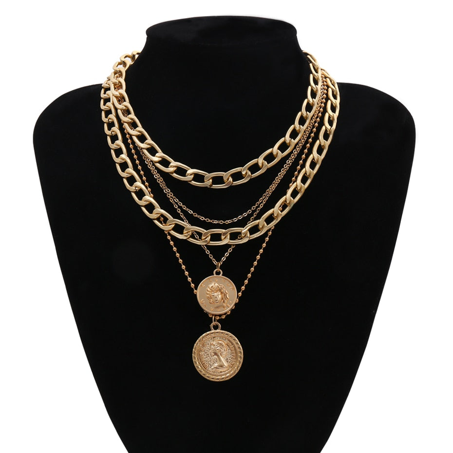 Shop Versace Two-Pendant Logo Necklace