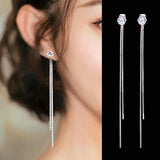 Long Crystal Tassel Dangle Earrings