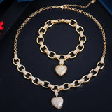 Heart Zircon Set Bracelet and Necklace