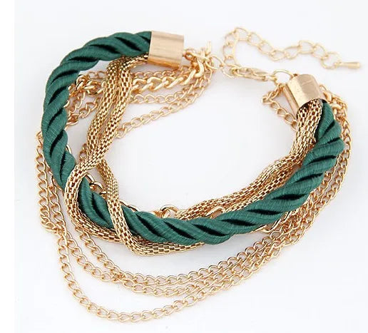 Multi selling Layer Chains Pull Cord Bracelet