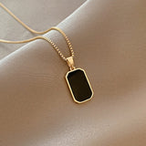 Short Necklace with Onyx Charm