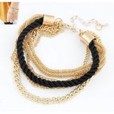 Multilayer Chain, Popcorn and Rope Bracelet