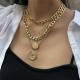 Five Layer Necklace with Two Coins