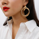 Oversized Two Layers Geometric Hoops