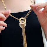 Long Tassel Necklace with Two Circles