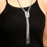 Long Tassel Necklace with Two Circles